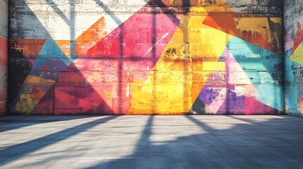 Vibrant Graffiti Mural Covering Large Urban Wall with Striking Color and Creative Design