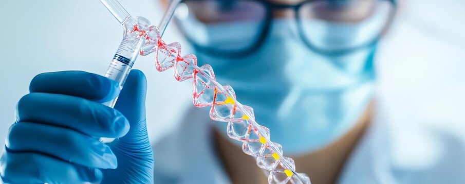 Researcher working on recombinant DNA technology for biopharmaceuticals, gene editing, biotech advancement