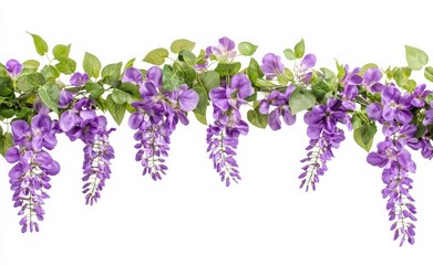 Obraz premium Wisteria flowers garland decoration isolated on a white background