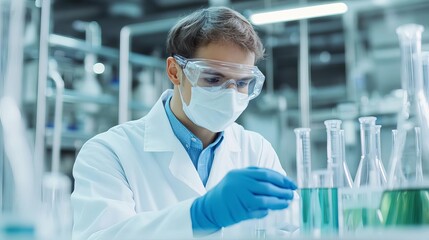 Scientist performing downstream processing of biopharmaceuticals, protein purification, biotech methods