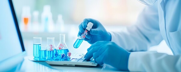 Scientist using computational modeling for biopharmaceutical drug design, predictive analysis, virtual screening