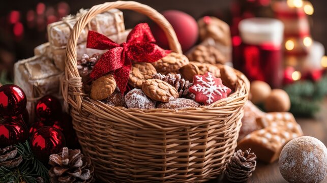 a banner promoting homemade holiday gift baskets filled with treats and festive handmade christmas gifts