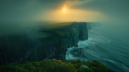Aerial View of the Scenic Cliffs of Moher in Ireland | Iconic Coastal Landscape and Natural Beauty