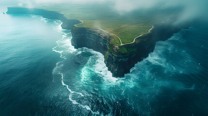 Aerial View of the Scenic Cliffs of Moher in Ireland | Iconic Coastal Landscape and Natural Beauty