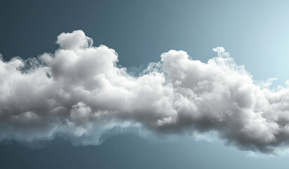 Obraz premium A large cloud of white smoke is billowing across the sky. The sky is a deep blue color, and the clouds are very thick and fluffy. The smoke seems to be coming from a fire