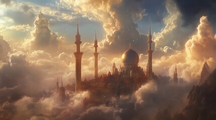 Golden City Floating Above the Clouds
