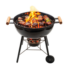 Grilled meat on the grill isolated on transparent white background, clipping path