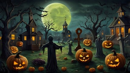 Mysterious Manor: Halloween Night with Creepy Pumpkins