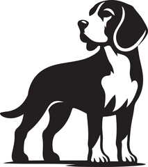 Beagle silhouette, vector black color silhouette