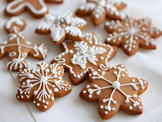 Gingerbread cookies Lebkuchen decorated with icing
