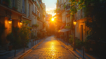 Fototapeta premium Modern Parisian Street with Contemporary Buildings | Elegant Urban Architecture in the Heart of Paris