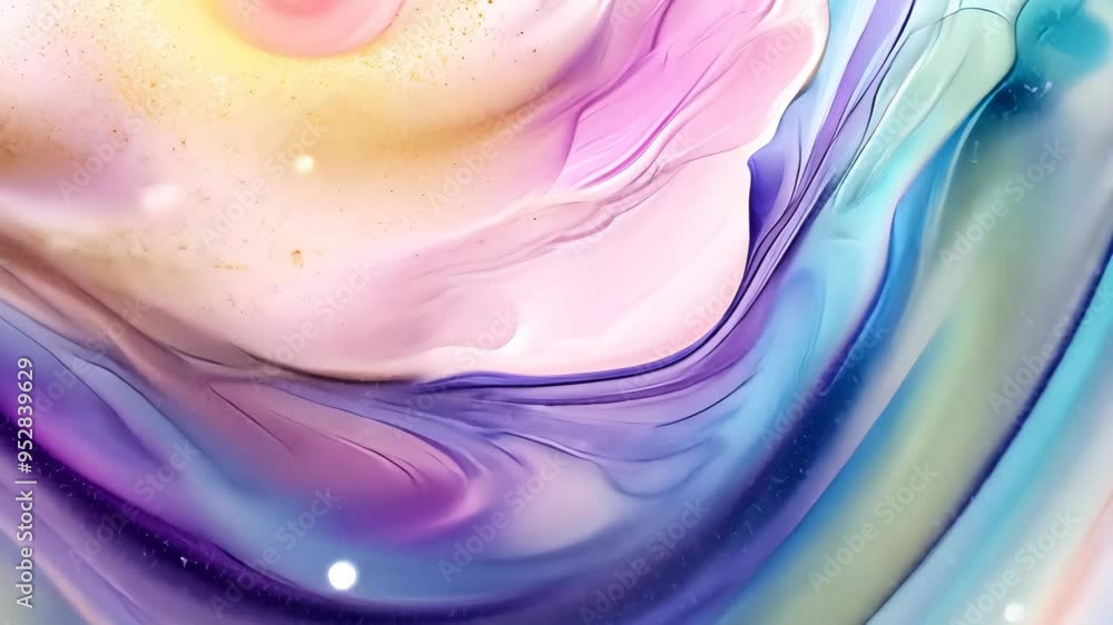 Poster Soft pastel color background with glitter and wavy shape with blank text space, sparkle and pastel background