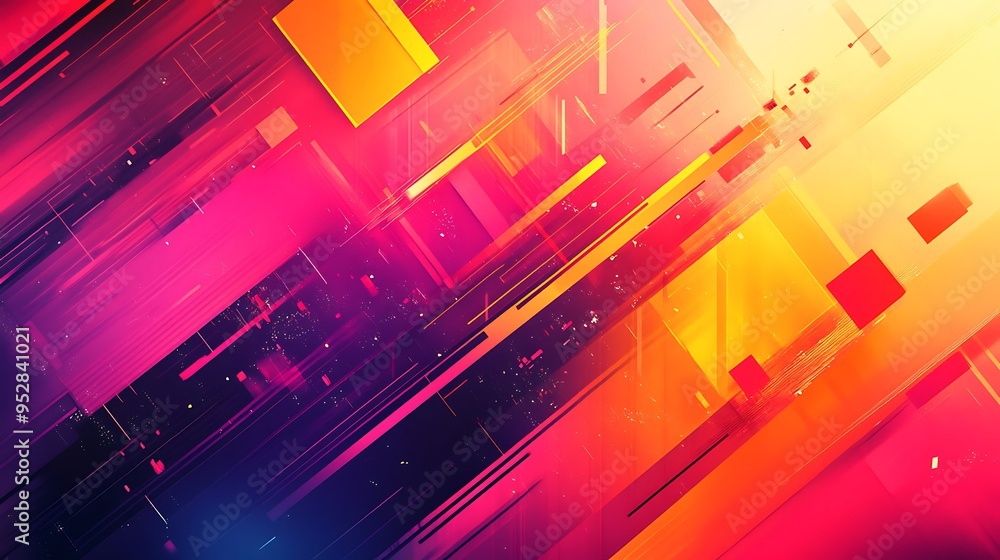 Poster abstract geometric background with overlapping shapes in vivid colors