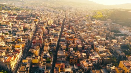 Obraz premium Aerial View of a European City with a Street Running Through