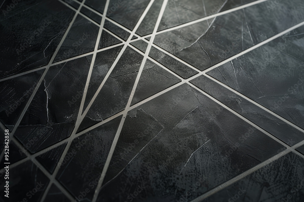 Poster a black and white image of a floor with a series of lines