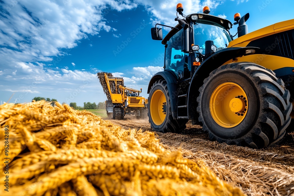Poster biomass development projects are captured in a realistic photo of a large-scale bioenergy farm under