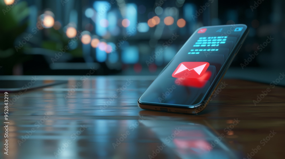 Poster a cell phone with a red message on the screen