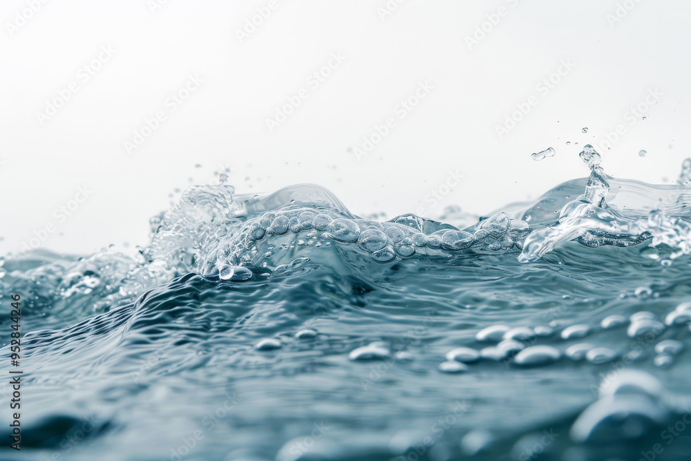 Poster the water is crashing against the shore, creating a powerful and dynamic scene