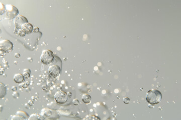 A bunch of water droplets are floating in the air