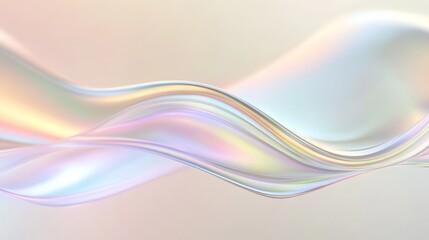 Macro glass 3d Y2K render abstract background. Transparent glassmorphism modern texture. Holographic curved wave in motion. Gradient design element.