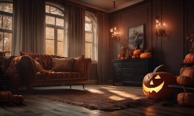 a beautiful room in a halloween style