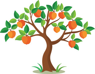 Peach tree Isolated flat vector illustration.