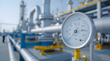 Industrial Gas Equipment with Thin Pipes and Manometer | Precision Control and Monitoring in Gas Processing Systems