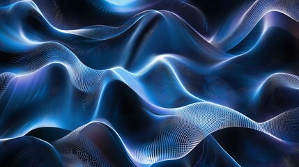 Obraz premium Abstract Blue and White Wavy Lines with Digital Texture