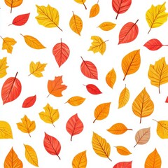 Obraz premium Vibrant Autumn Leaves Pattern on White Background