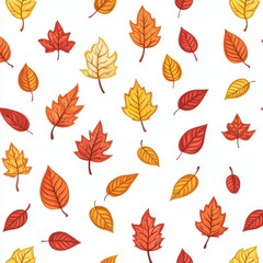 Obraz premium Whimsical Autumn Leaves Pattern on White Background