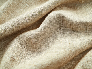 woven linen fabric, natural beige with subtle geometric patterns