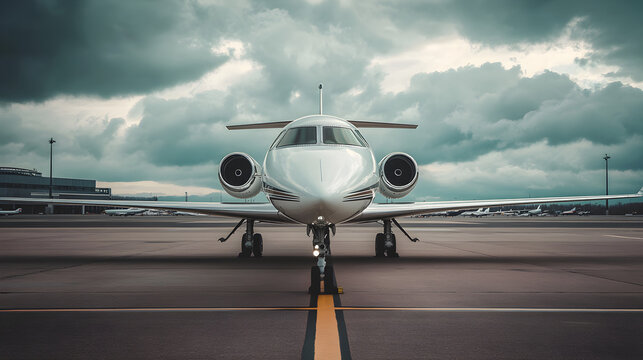 Luxe Silencieux : Jet Priv&eacute; Stationn&eacute; sur une Piste d&rsquo;A&eacute;roport D&eacute;sert

