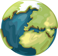 Planet earth color icon. Cartoon global environment
