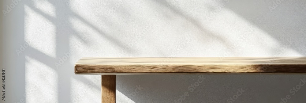 Aufkleber the gracefully designed wooden table features rich grain patterns illuminated by gentle sunlight fil
