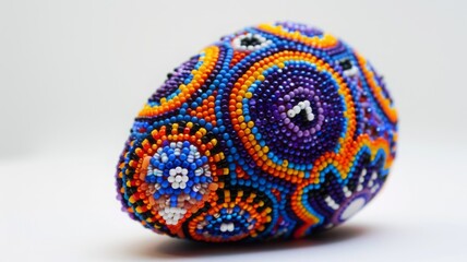 Huichol abstract isolated figure. Traditional folk indigenous art pattern. Psychedelic Mexican craft