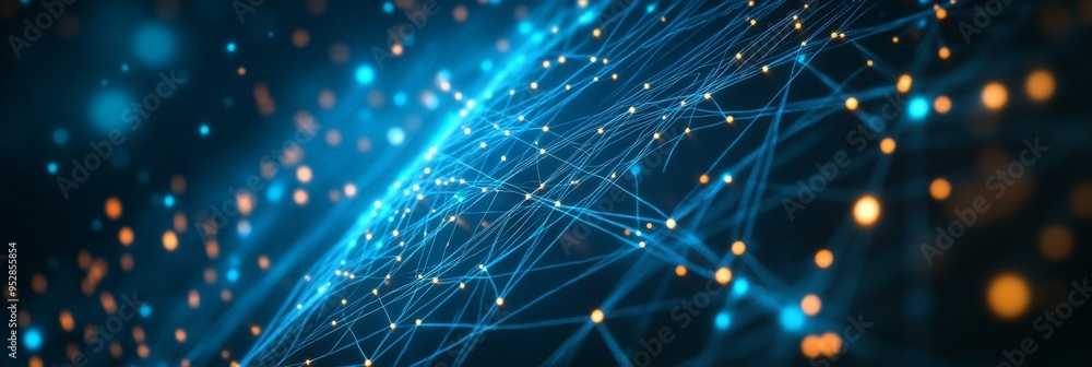 Poster a digital screen reveals a complex data transfer process, emphasizing a cloud computing environment 