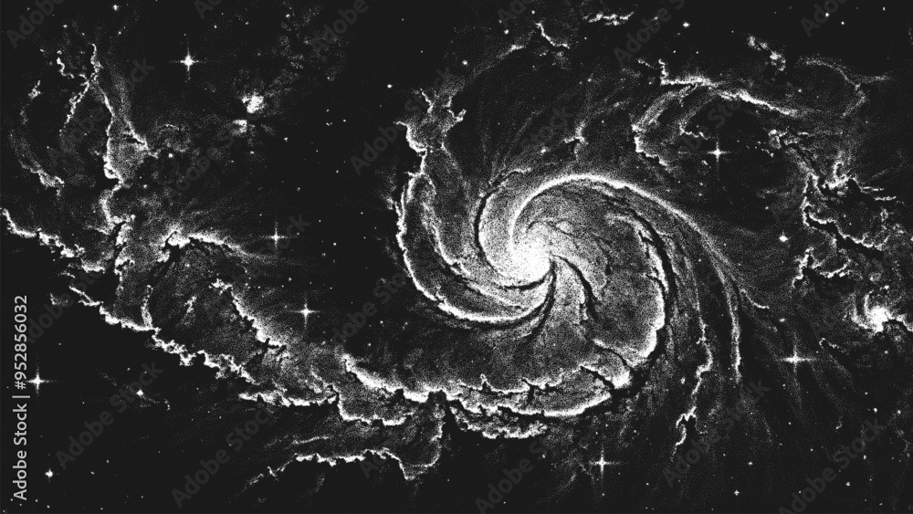 Leinwandbilder deep space scene background in stippling style with amazing huge spiral nebula in universe. great at