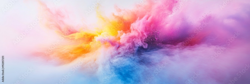 Aufkleber swirls of multicolored neon smoke create an abstract explosion, capturing the essence of vibrant hol
