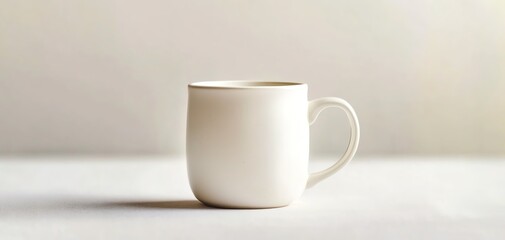 Fototapeta premium White ceramic mug on a white background.