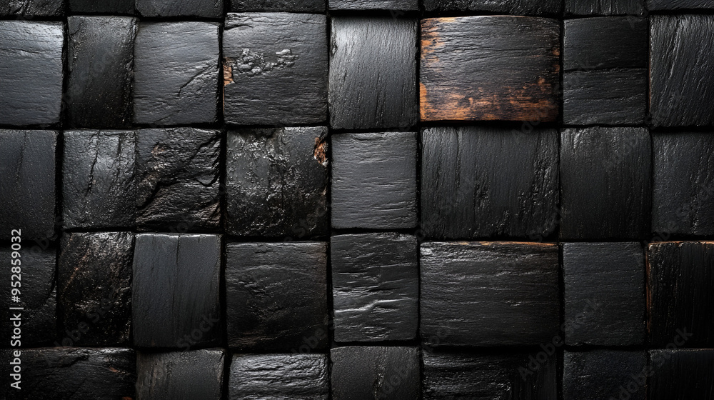 Aufkleber textured black slate tiles arranged in a geometric pattern, creating a modern and sophisticated back