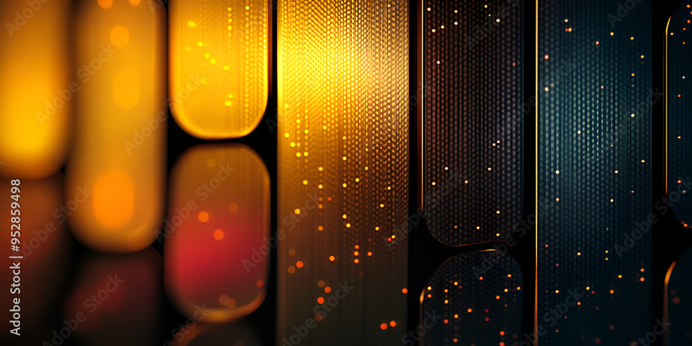 Poster abstract close-up of textured colors and patterns with warm golden and cool blue tones in a striking