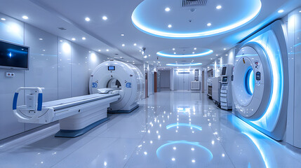 MRI Machine in a Brightly Lit Medical Facility | Advanced Diagnostic Imaging Equipment for Patient Care