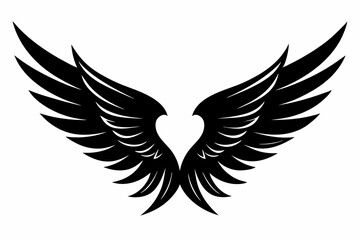 Angel wing vector tattoo design, wing silhouette illustration