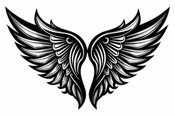 Angel wing vector tattoo design, wing silhouette illustration