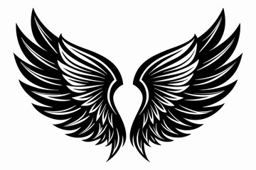 Angel wing vector tattoo design, wing silhouette illustration