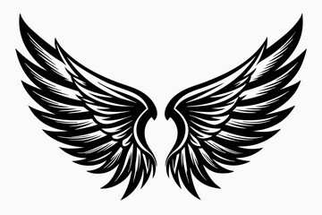 Angel wing vector tattoo design, wing silhouette illustration