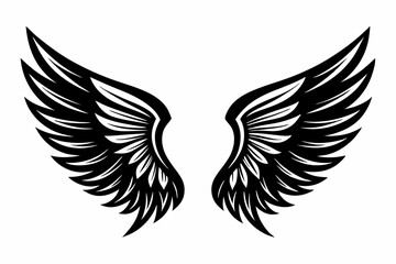 Angel wing vector tattoo design, wing silhouette illustration