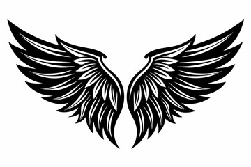 Angel wing vector tattoo design, wing silhouette illustration