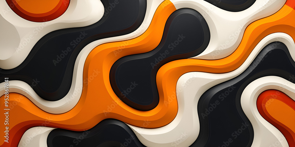 Poster colorful abstract patterns in orange, black, and cream create a modern design that adds vibrancy to 