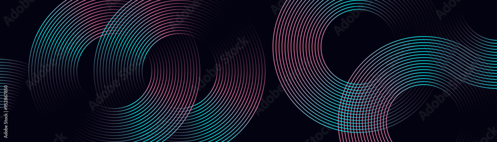 Poster shiny circle lines design element curve modern futuristic graphic
